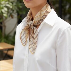 Mid Century Vintage 60s Vera Sheer Plaid Scarf Handrolled Japan Retro Headscarf